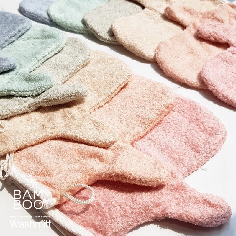 [2 Pcs] Waslap Bayi Premium Little Palmerhaus Bam &amp; Boo Bamboo Washmitt Washlap