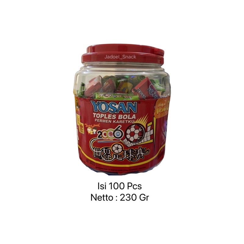 Permen Karet Yosan Toples Isi 100 pcs | Berhadiah Tattoo | Permen Karet Jadul Rasa Buah & Mint by ja