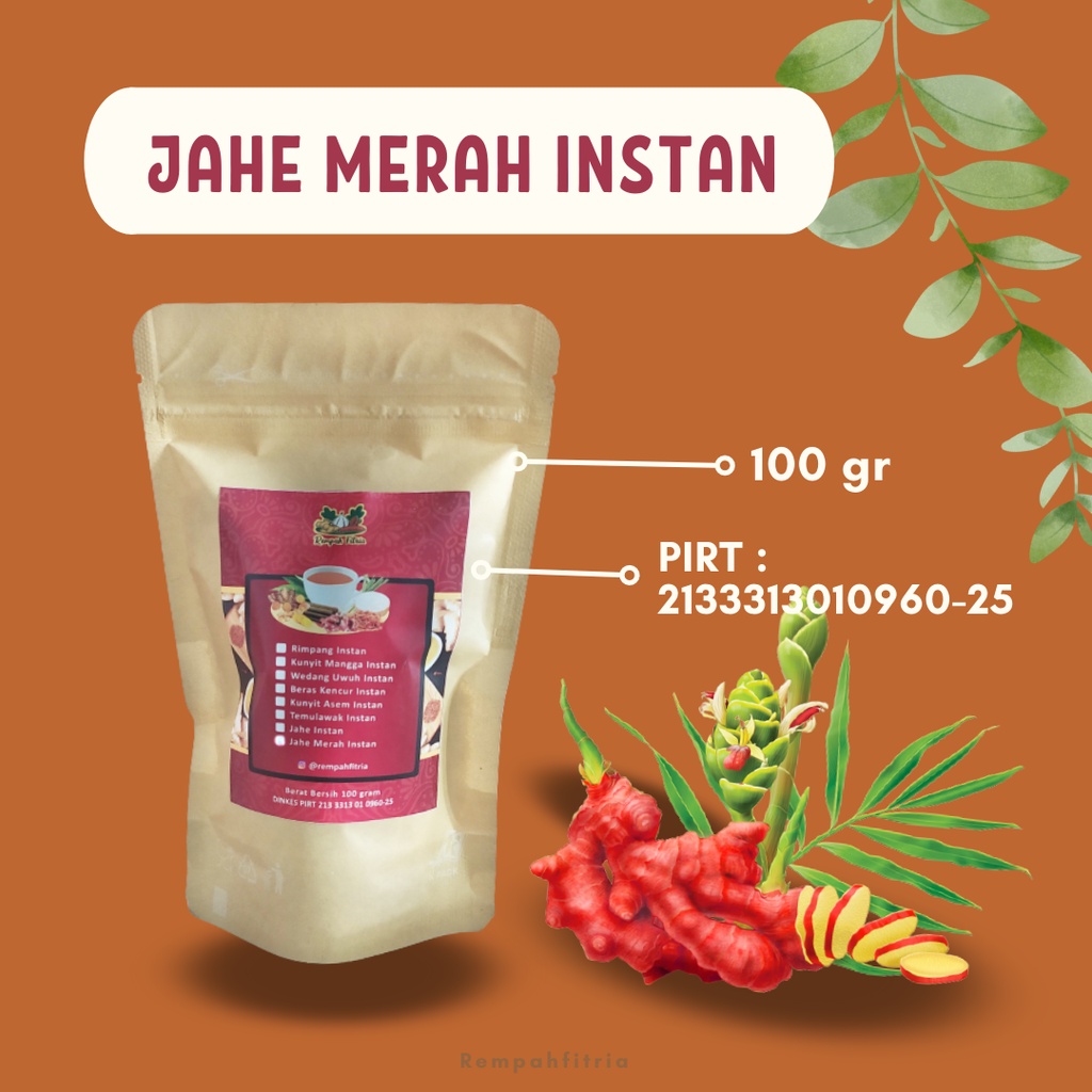 

Minuman Obat Jamu Tradisional Pereda Sakit Kepala Jahe Merah Instan Instant Rempah Fitria 100 gr