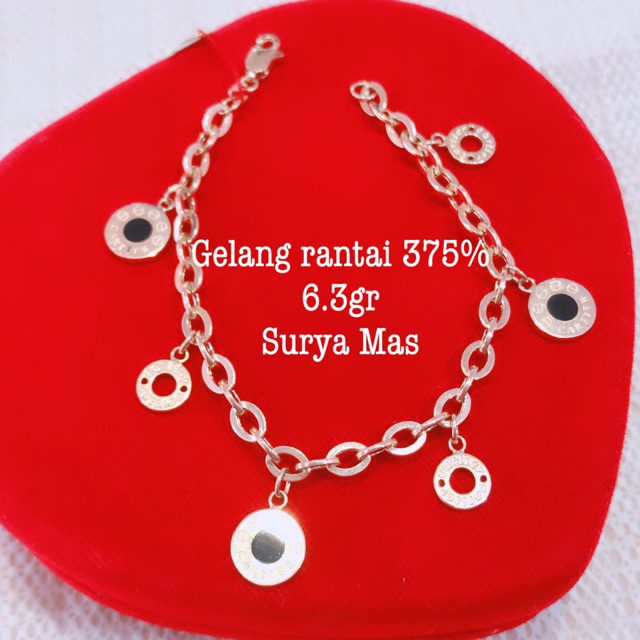 Gelang rantai emas 375%