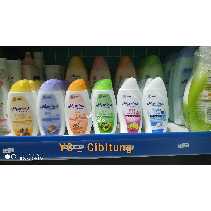 COD Marina Hand &amp; Body Lotion 92/95/100 ml Natural Honey Almond Avocado UV White Hydra Bright Mulberry Lemon Glow Handbody Hijau Ungu Pink Orange Kuning Biru