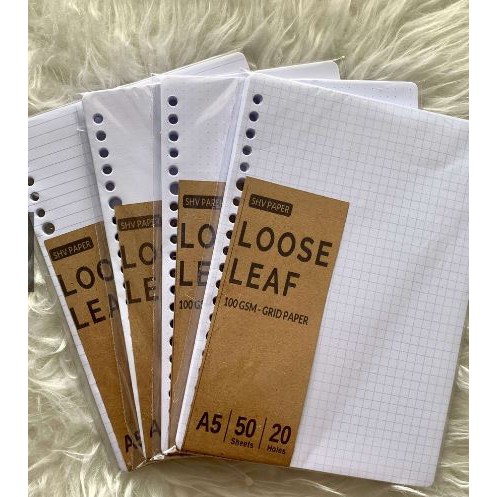 A5 HVS/ WHITELINES 80gsm/ 100gsm Loose Leaf Dot Grid Lined Blank (kertas isi binder titik kotak)