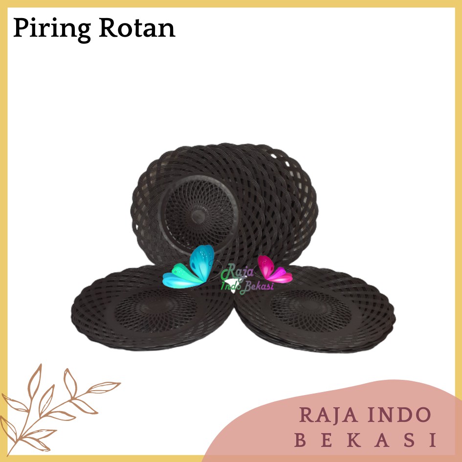 Piring Rotan Plastik Anyam Piring Rotan Plastik Anyaman Cekung Motif Bunga Murah Asli