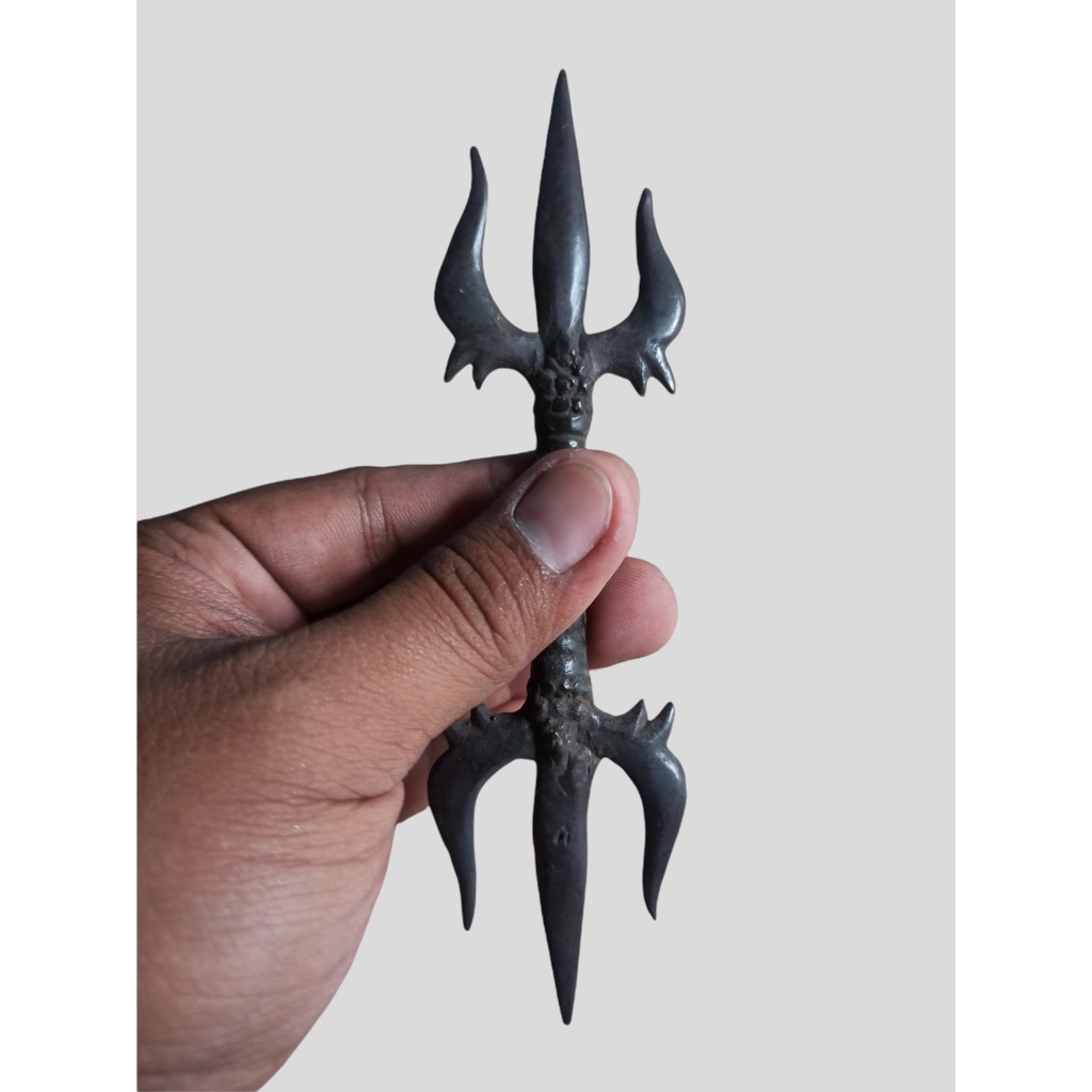 Koleksi Pusaka Kuningan Tombak Trisula Ganda Antik