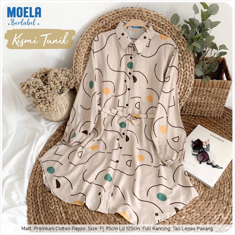 KISMI TUNIK KATUN MOTIF ABSTRAK ADEM ORI BLOUSE