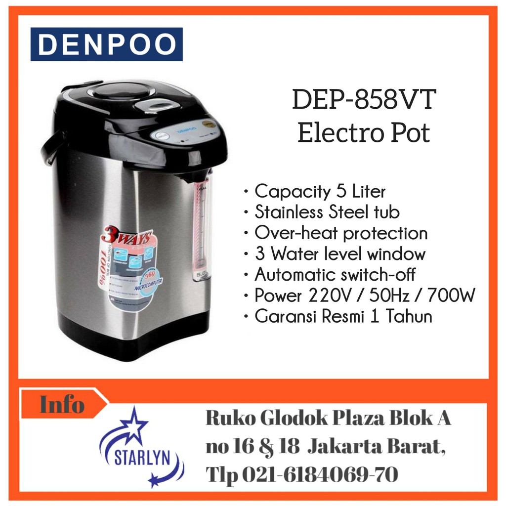 Denpoo Dep 858 termos  listrik  denpoo 5 liter Shopee  