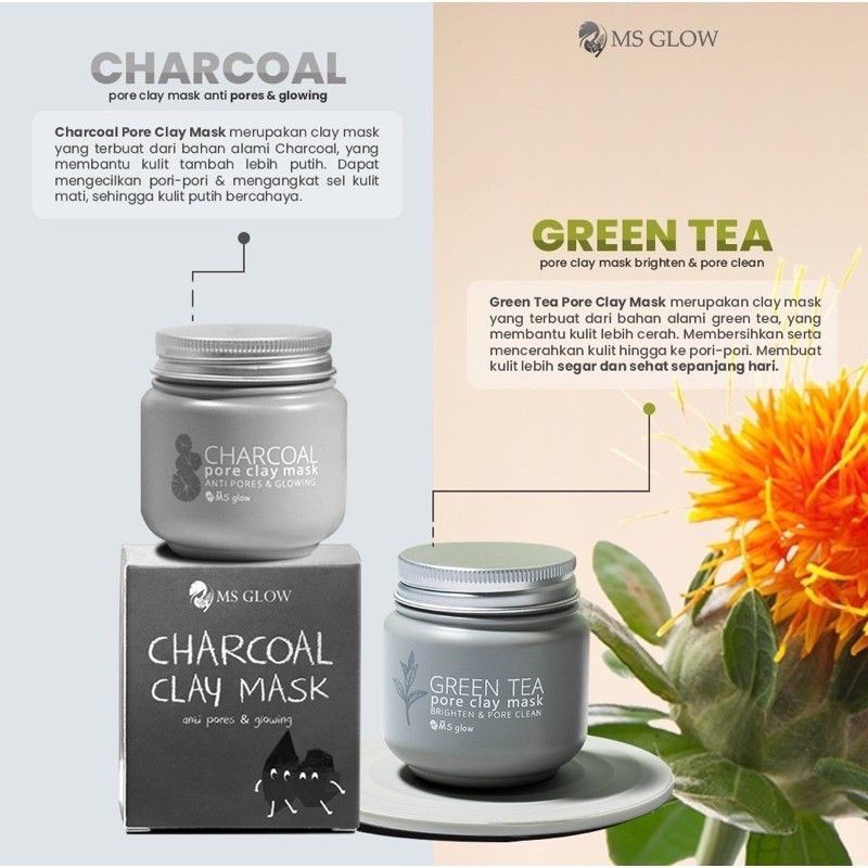 Charrcoal Clay Mask MS Glow Original masker wajah (bisa COD)