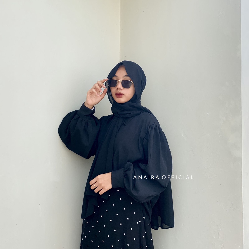 ANAIRAOFFICIAL KEMEJA WANITA PUFFY SHIRT BAJU LEBARAN KEMEJA CASUAL BLOUSE WANITA KEMEJA CEWEK