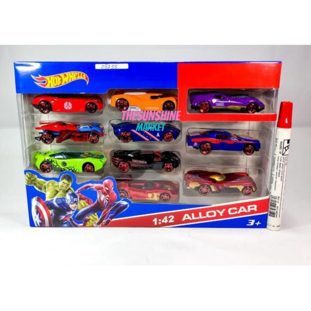 Mainan Diecast Mobil Hot Wheels Karakter Avengers isi 10 PCS 08255