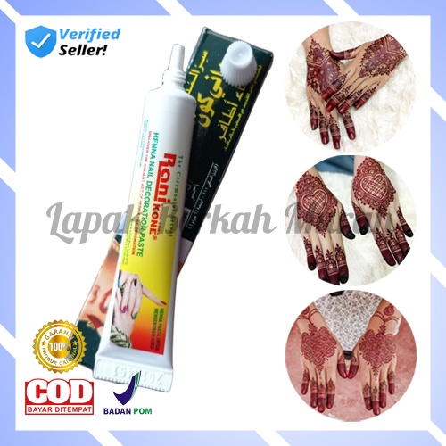 Henna Kuku Arab Rani Kone 6g Halal Buat Sholat Warna Kemerahan BPOM Asli Tahan Lama / Pacar Tangan M