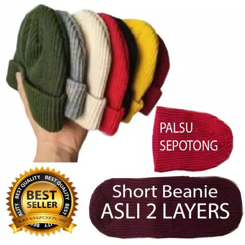 Kupluk Polos Beanie hat Pendek Tebal short Beanie Polos Pria dan Wanita