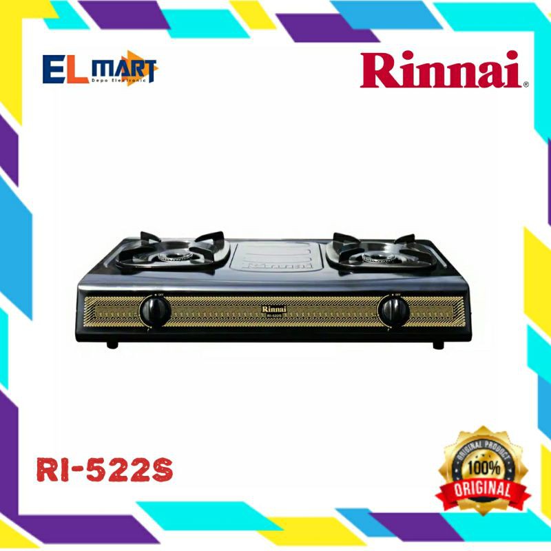 Rinnai Kompor Gas Elpiji 2 Tungku RI 522S  - RI522S Original SNI