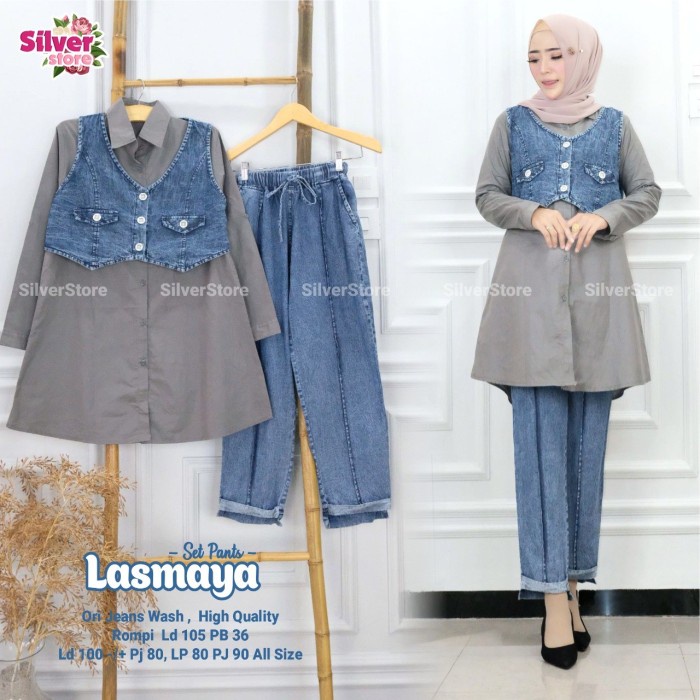 Setelan celana jean wanita, setelan celana levis , baju wanita lasmana adiashop