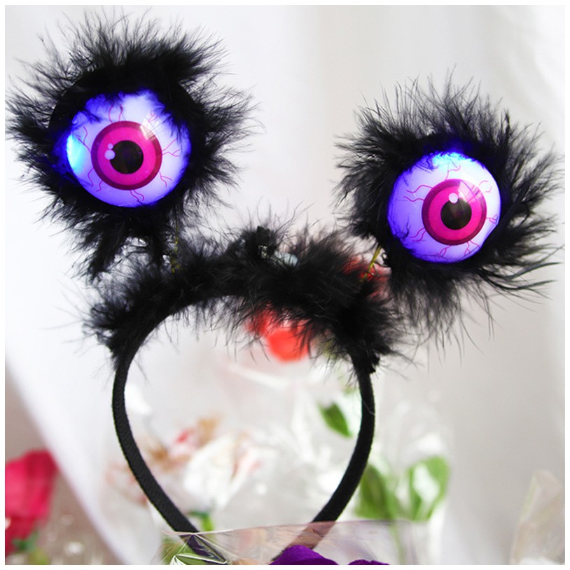 HBEM bando bola mata monster LED bisa menyala eyeball halloween party pesta prank hantu headband