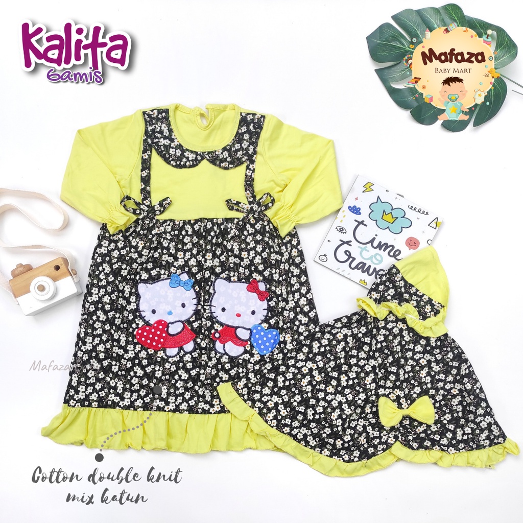 MAFAZABABY Baju Muslim Anak / Bayi Dress Muslim Anak Baju Muslim Bayi Gamis Anak Murah Gamis Anak 6-18 Bulan Murah Bahan Katun Berkualitas SNI-Kalita (kuning)