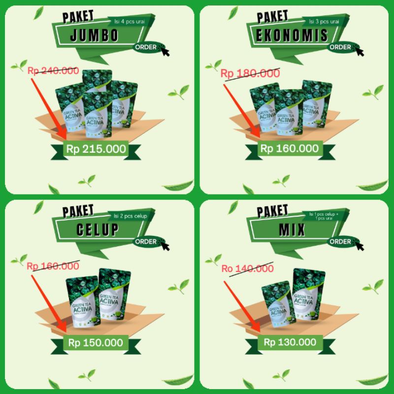 

PROMO!!!!! PAKET HEMAT TEH PELUNTUR LEMAK GREENTEA ACTIVA