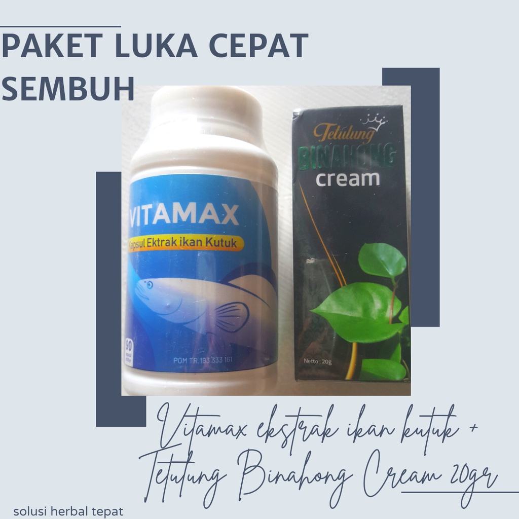 Paket Perawatan Luka Vitamax Kapsul Ekstrak Ikan Gabus Kutuk dan Tetulung Krim Binahong