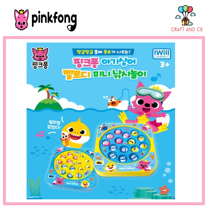 Mainan pancing anak Mini fishing melody Pinkfong Babyshark ORI Korea