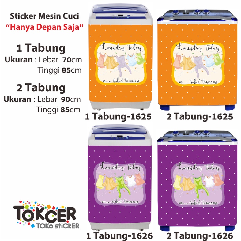 Stiker Mesin Cuci 1 dan 2 Tabung LAUNDRY Today