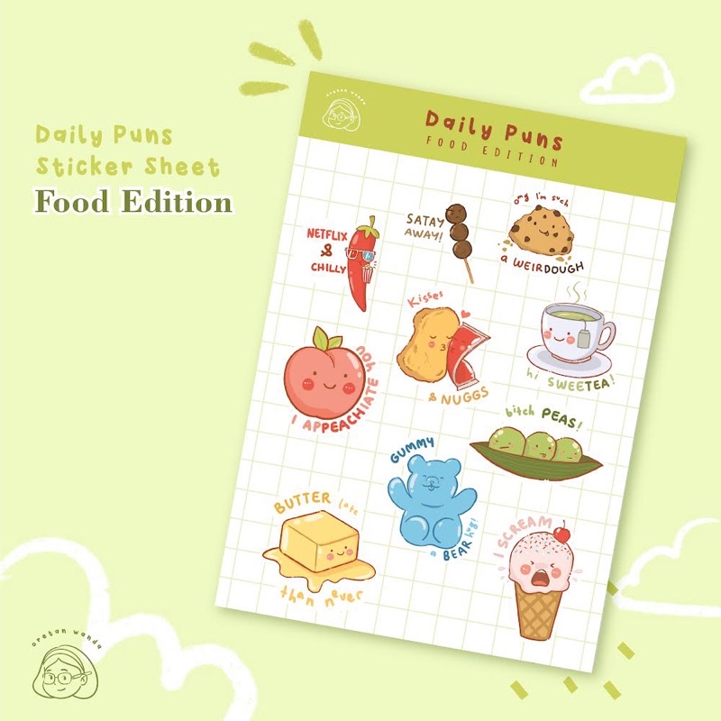 CUTE STICKER SHEET | DAILY PUNS FOOD EDITION
