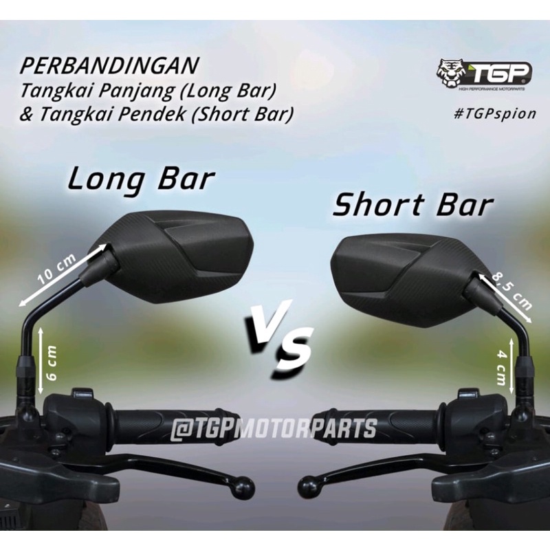 Spion Delta TGP untuk Honda &amp; Yamaha motif Carbon Permanent Standart Premium Cembung Tebal Motor Nmax 155 Aerox 155 Lexi Xmax Vario 125/150/160 Pcx 150/160 Adv CBR Wr155 Universal