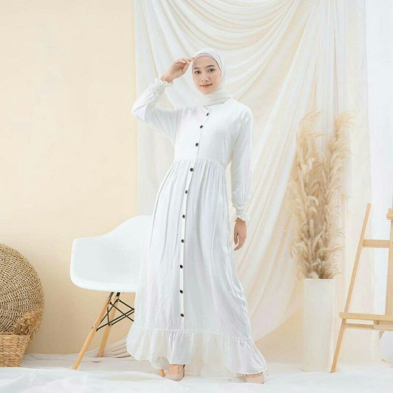 senja Dress -Dress putih wanita -Gamis wanita