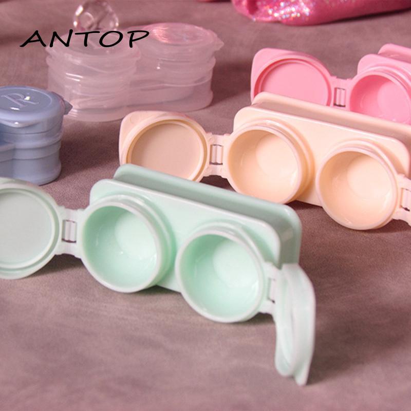 Case Lensa Kontak Model Flip Dua Lapis Warna Macaron