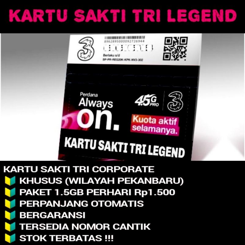 KARTU S4KTI TRI LEGEND 1.5GB 1500 PERHARI