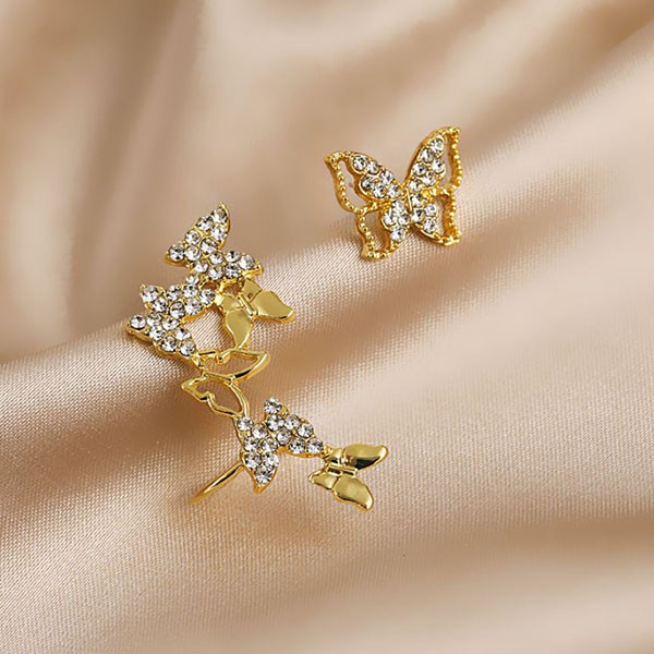 anting kupu kupu asimestris s925 asymmetric butterfly earrings (3d3) jan262