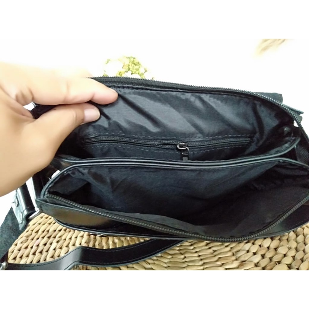 Tas Selempang Kulit Waistbag Kulit Dark Brown Premium Quality Asli Garut