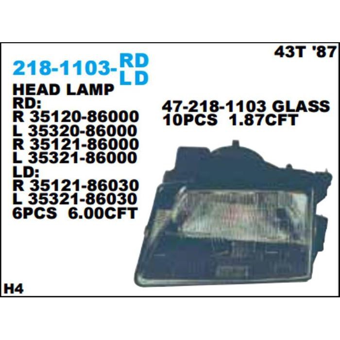 HEAD LAMP - SUZUKI FORSA GLX 1985,1986,1987 DEPO