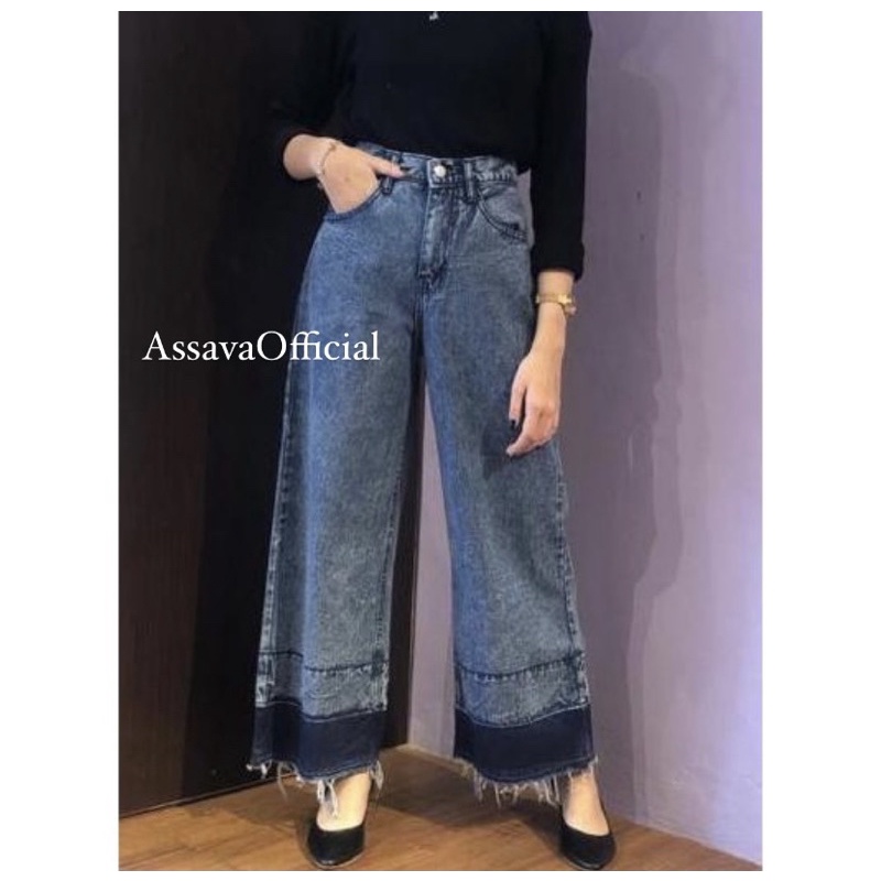 ASSAVA - CULLOTE JEANS SNOW SCARLET - KULOT JEANS HIGHWAIST - VOLCA YASMIN KULOT JEANS - JINS SNOW HIGHWAIST