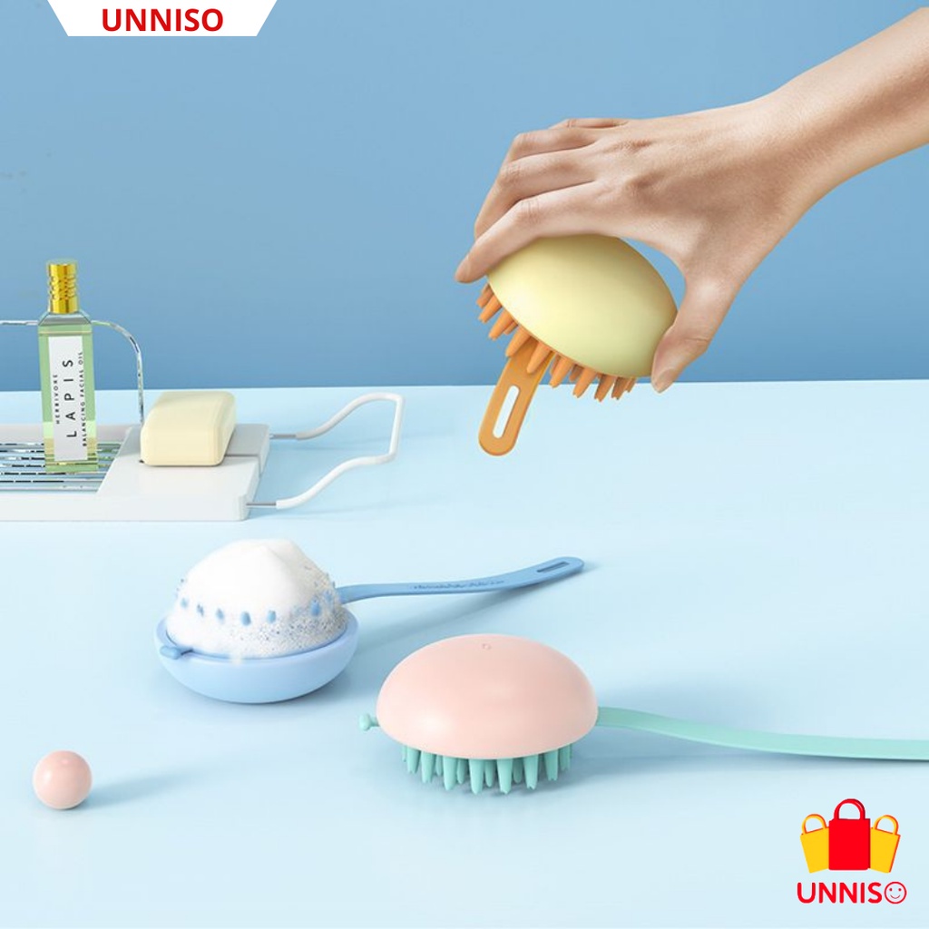 UNNISO - sisir keramas silicone dengan handle SK07