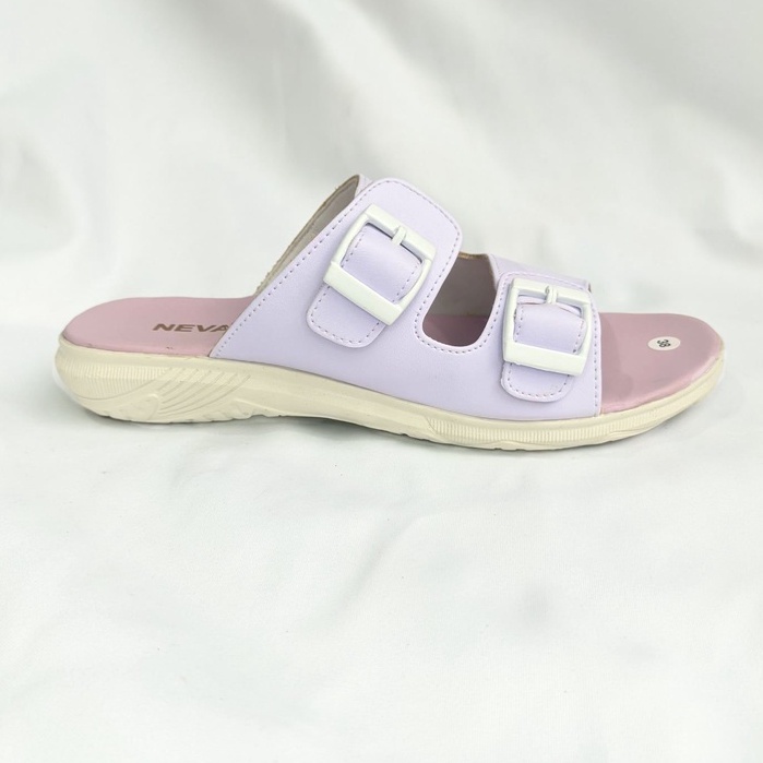 Sandal Flat Wanita Jepit Slop gesper strap 2 Warna Warni Nevada slip on