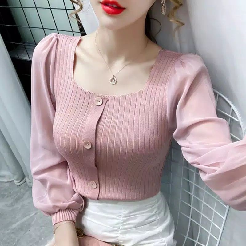 MDLV~L943 ELSI KNIT TOPS LENGAN PANJANG // WOMEN FASHION IMPORT