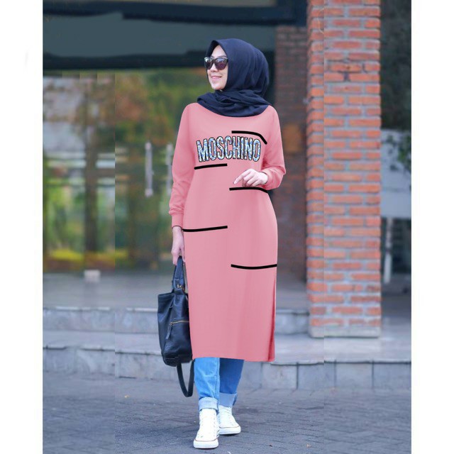 COD TUNIK XXL FASHION MUSLIM MOSCHINQ ATASAN MUSLIM WANITA