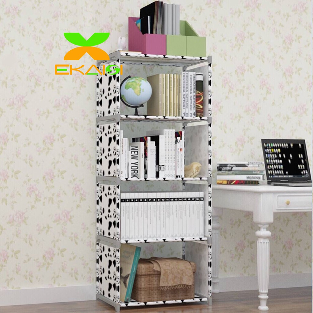 Rak serbaguna rak buku portable lemari buku multi fungsi sepatu 5 tingkat 4 ruang