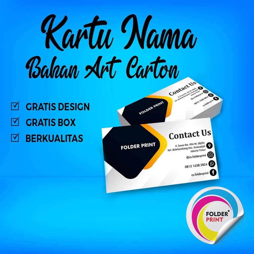 Cetak Kartu Nama Premium Art Karton 260 Gram Free Design