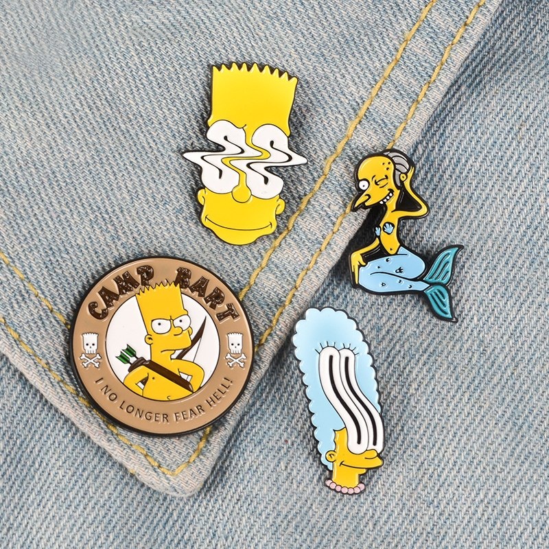 Bros Pin Enamel Desain Karakter Kartun Simpson Family Gaya Vintage Untuk Koleksi Topi