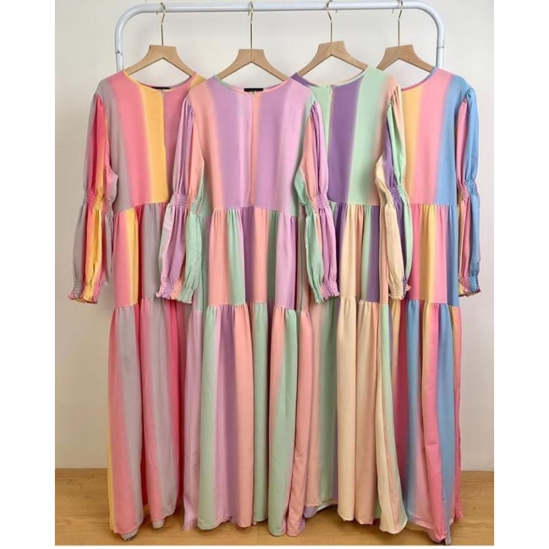 Aurora dress pelangi import by JRY