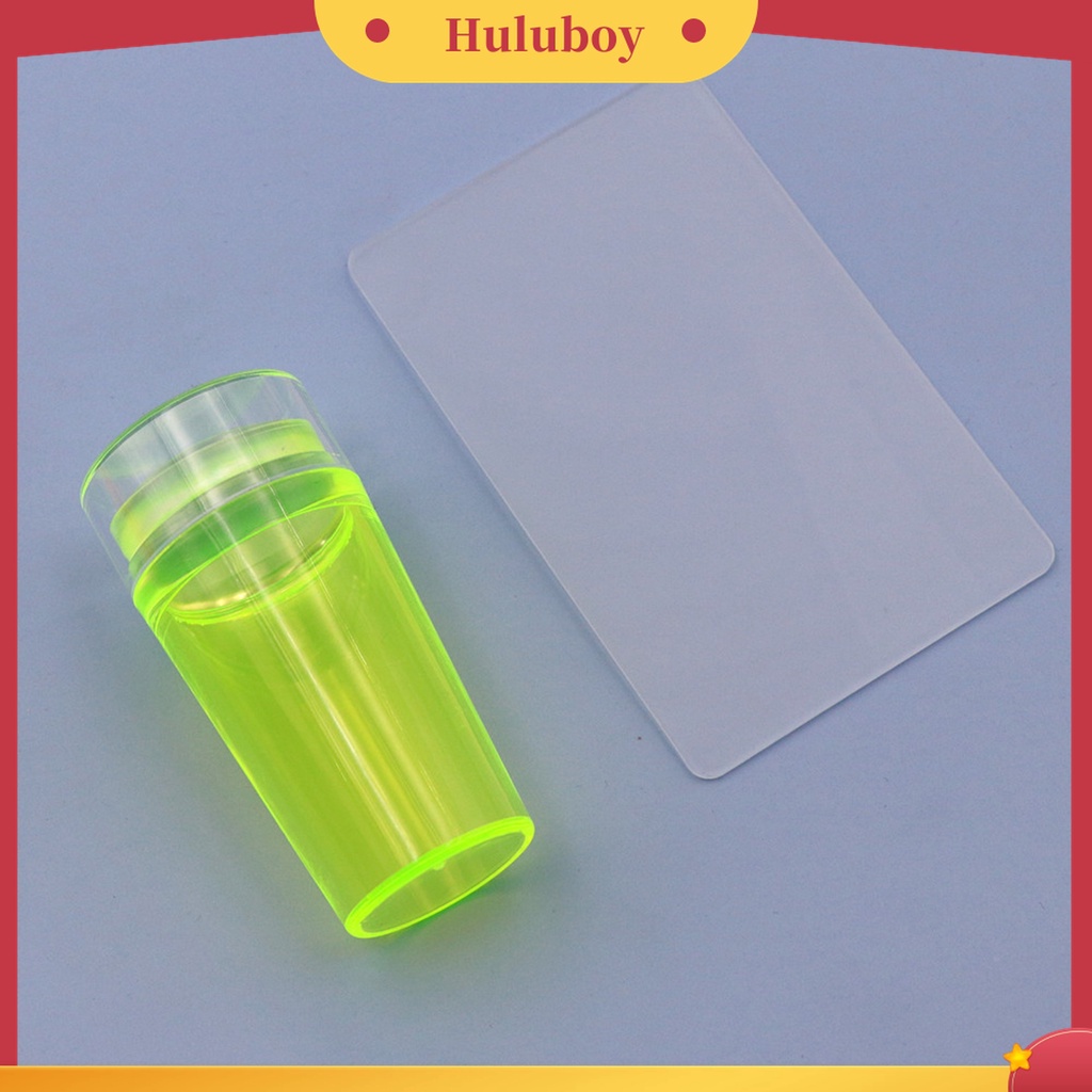 Huluboy Huluboy♡ Alat Stamper Pengikis Kuku Kepala Tunggal Bahan Silikon Transparan Fluorescent Non-Deformed Untuk Manicure