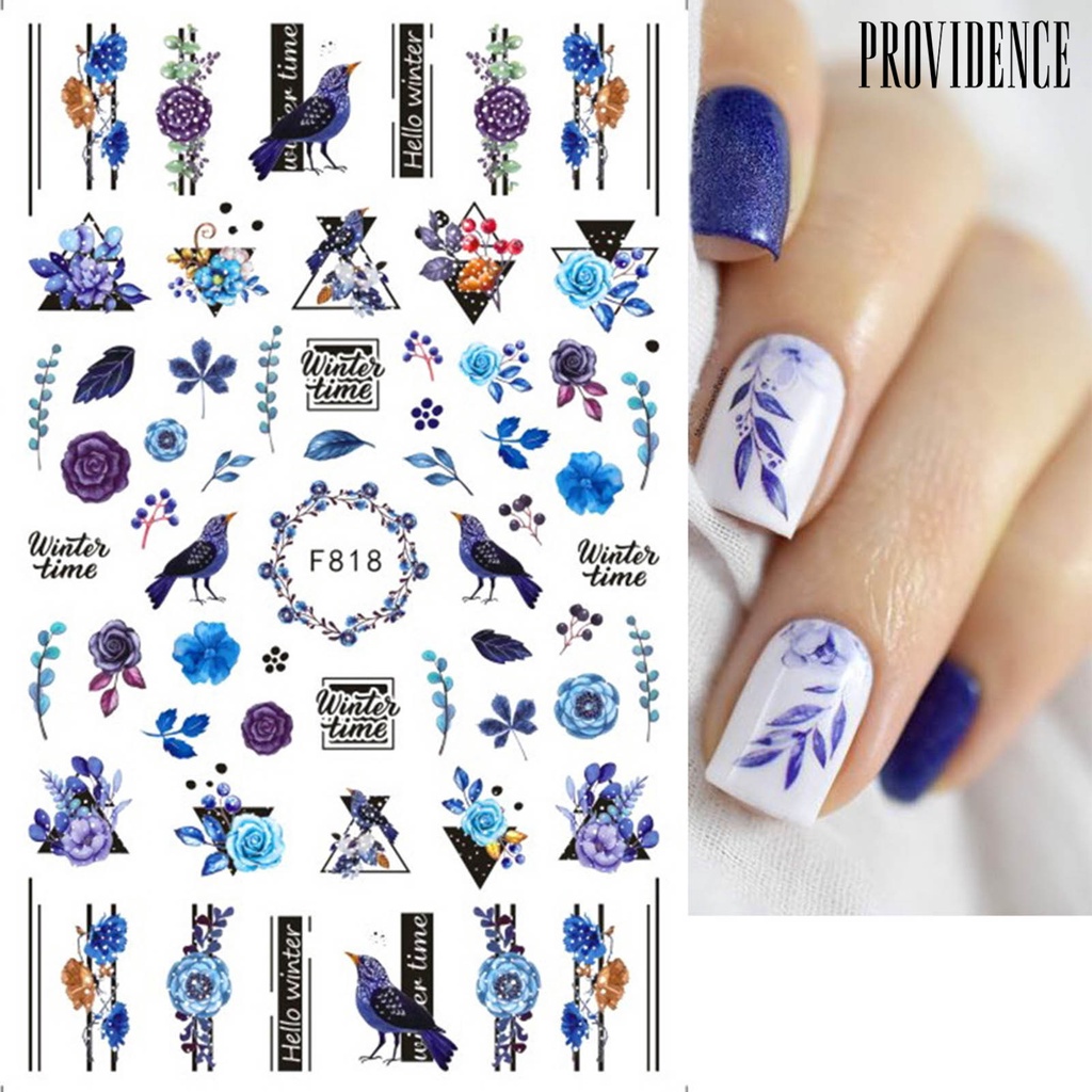 Providence Stiker Kuku 3d Motif Daun / Geometri Aksen Glitter Untuk Aksesoris Nail Art / Manicure