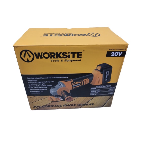 MESIN GURINDA 4&quot; CORDLESS WORKSITE 20V CAG330-100/Mesin Gerinda Gurinda Tangan Angle Disc Grinder Cordless 100mm 4&quot; Inch BERKUALITAS
