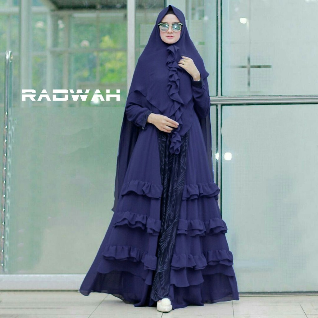 GAMIS MURAH / RADWAH NAVY / BEST SELLER / GAMIS BRUKAT / GAMIS SYARI / GROSIR / DRESS HIJAB