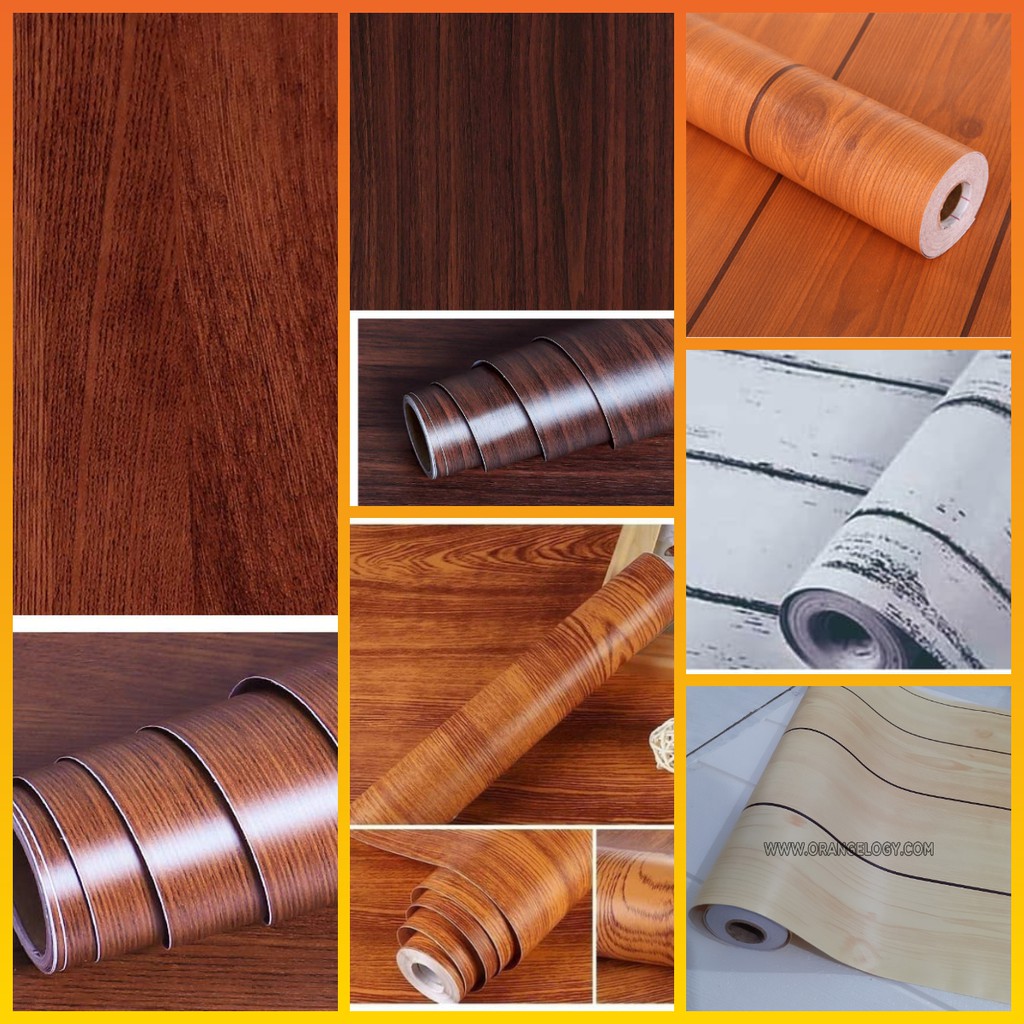 Wallpaper Dinding Wallpaper Stiker 3d Wallpaper Kamar Tidur 10M Wood Fiber Walpaper Motif Serat Kayu Coklat-2