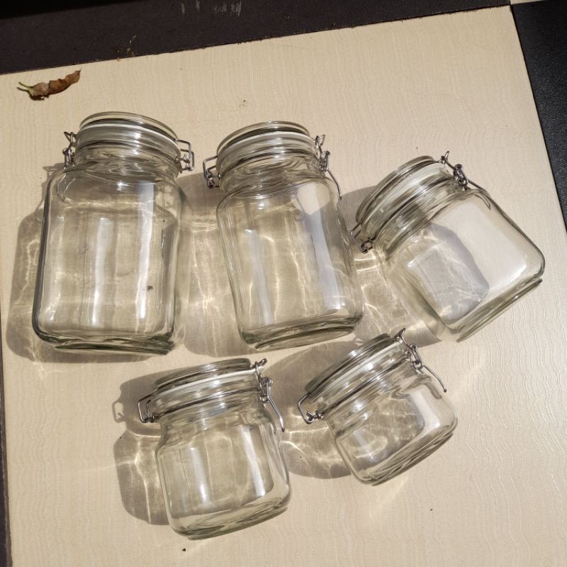 Toples Kaca Hermetico Jar Tutup Stainless Steel Penyimpanan Makanan Kedap Udara Bening Anti Karat