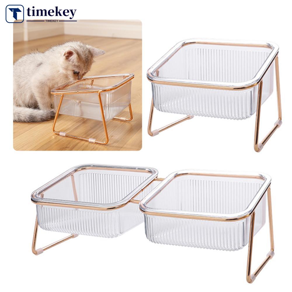 Timekey Mangkok Makan / Minum Anti Slip Dengan Stand Untuk Anjing / Kucing L4S5