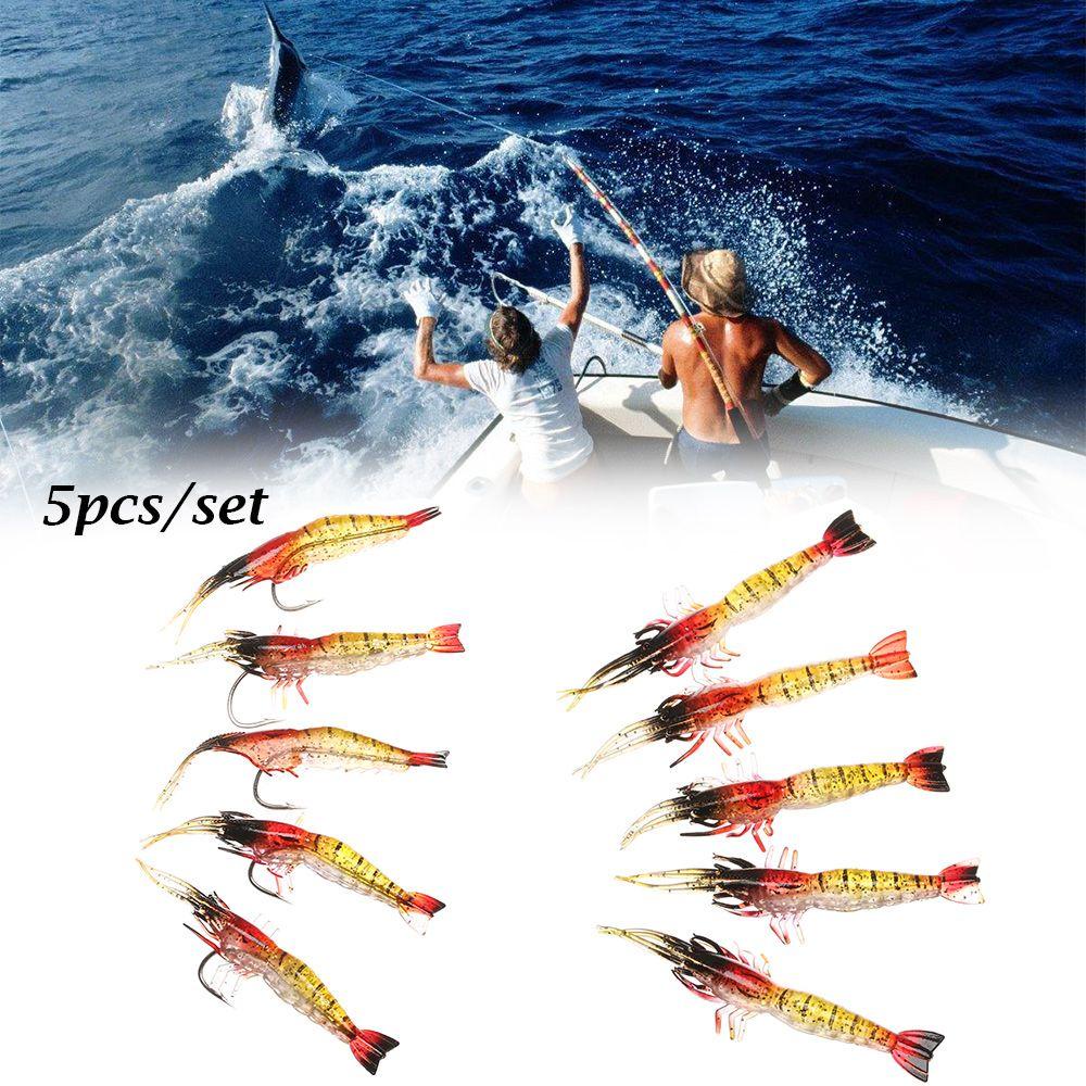 Preva 5Pcs/Lot Silikon Udang Umpan Bau Amis Laut Memancing Biomimetic Soft Hook Cacing Silicone