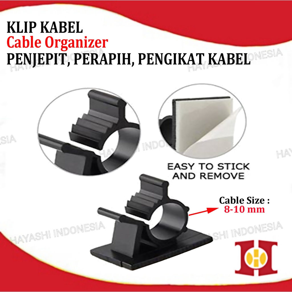 Klip Perapih Pengikat Penjepit Kabel Mobil Cable Organizer Holder USB - 10 pcs