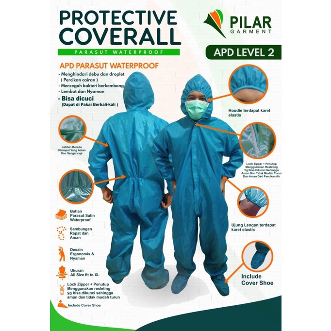 Anti Air Bisa Dicuci Hazmat Baju APD Corona Anti Virus Level 2